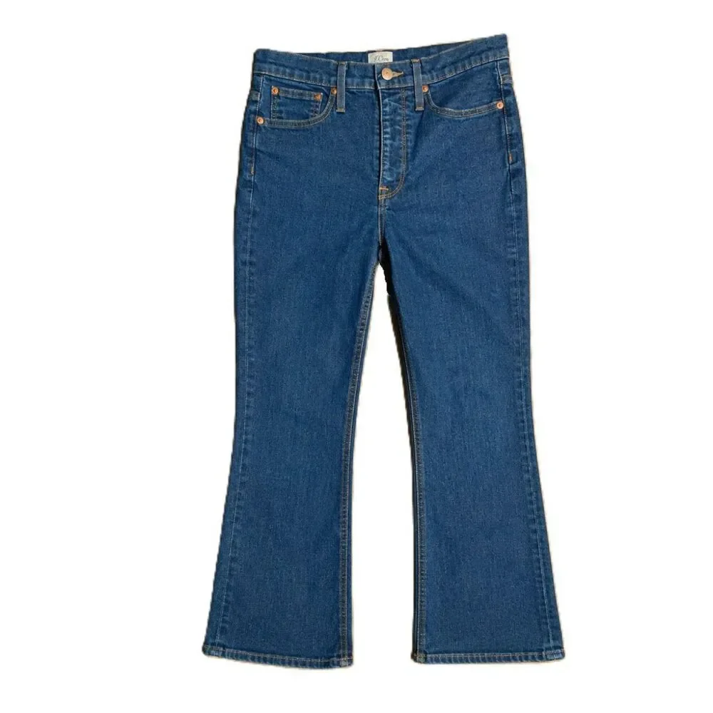 J.Crew Billie Demi Boot Crop Jeans Women's 27 High Rise Dark Wash Stretch Denim